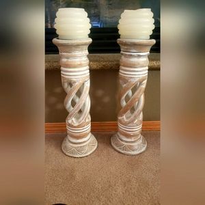 Wood candle holders (two)